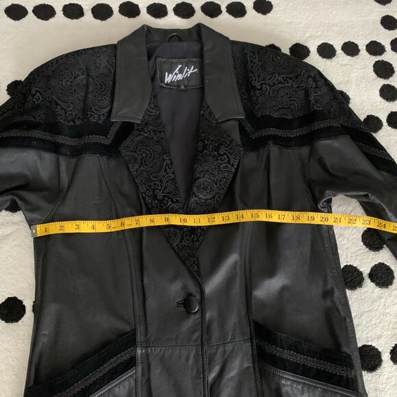 Vintage 80s 90s Leather Suede Trench Coat Long Medium Black Maxi Retro Overcoat - Picture 14 of 16